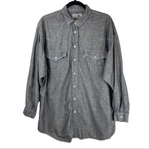 Vintage Levi’s Silver Tab Snap Button Down Western Long Sleeve Grey Sz Large